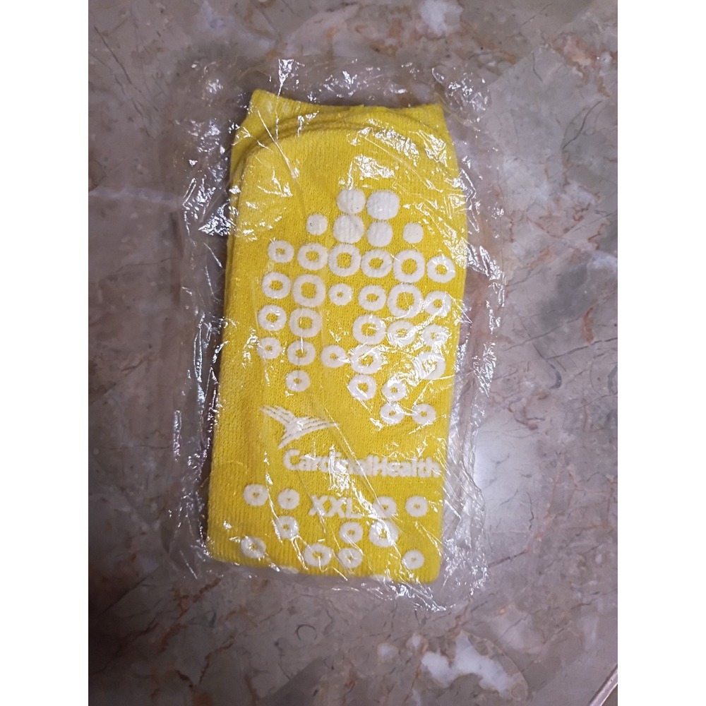 Cardinal Health XXL Yellow Double-Tread Non-Slip Slipper Socks New